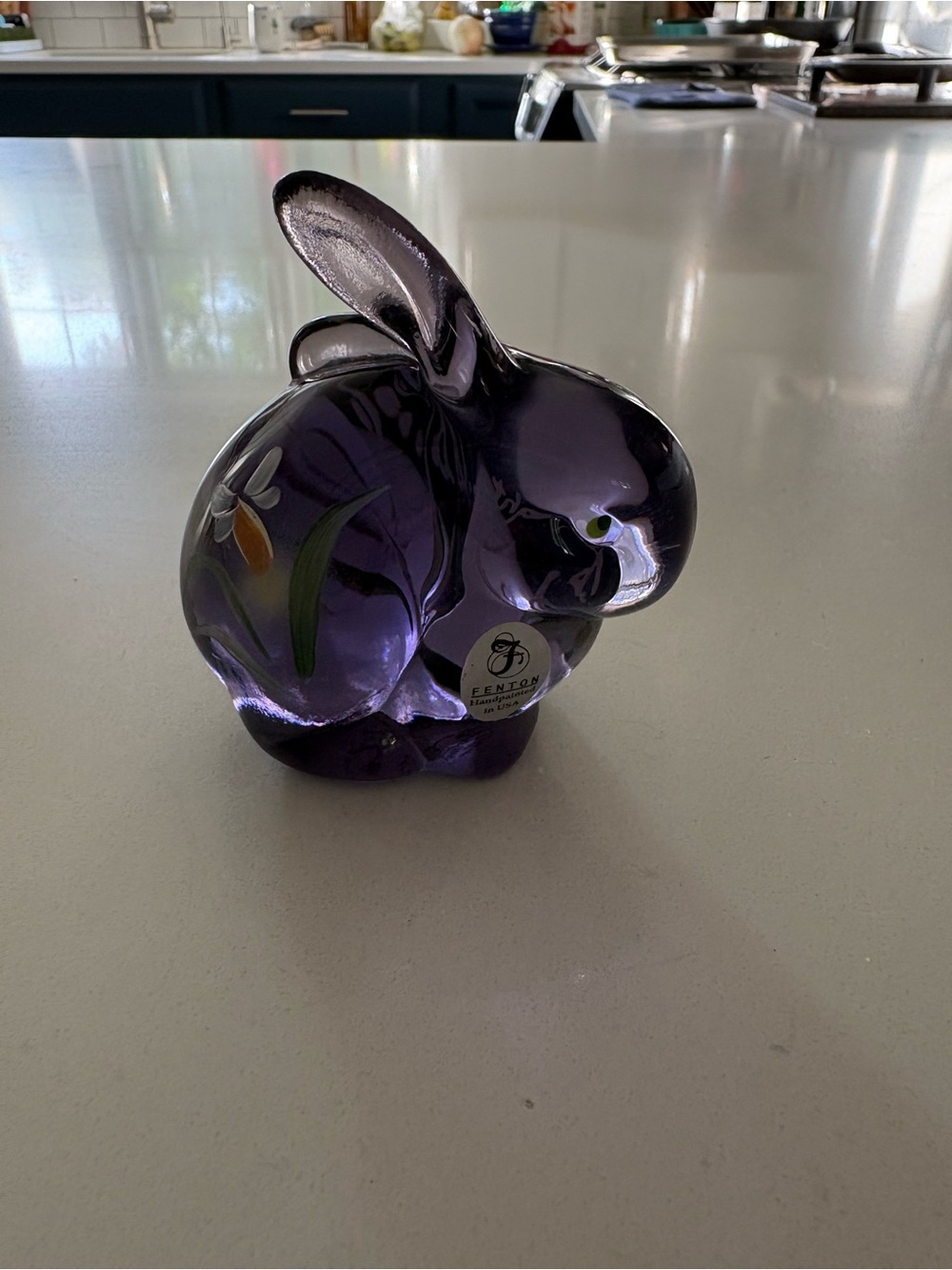 Fenton Hand painted Violet Glass Rabbit - Picture 7 of 7